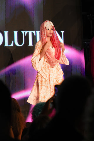 Hand Beaded Pink Sequin Turban