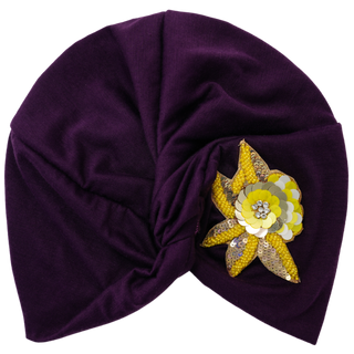 Twist Knot Flower Jewel Designer Turban