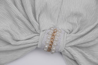 Pearls and Gold Chain Hardware Textured Loop Turban
