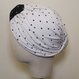 4 in 1 Black White Polka Dot Reversible Turban