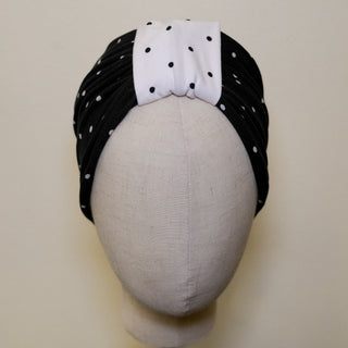 4 in 1 Black White Polka Dot Reversible Turban