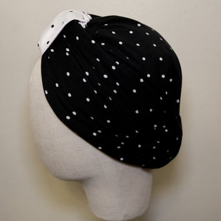 4 in 1 Black White Polka Dot Reversible Turban