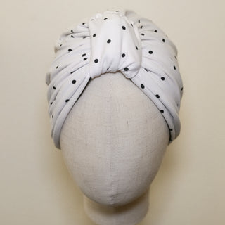 4 in 1 Black White Polka Dot Reversible Turban