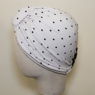 4 in 1 Black White Polka Dot Reversible Turban