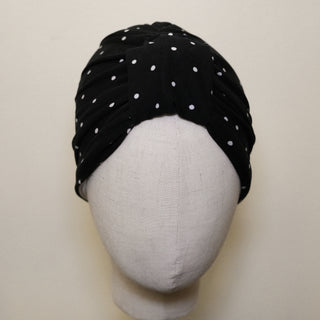 4 in 1 Black White Polka Dot Reversible Turban