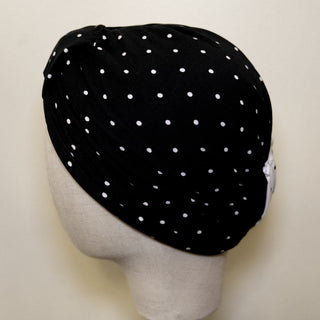 4 in 1 Black White Polka Dot Reversible Turban