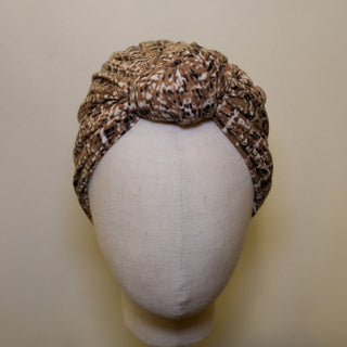 Brown Tweed Print Knot Volumizer Turban