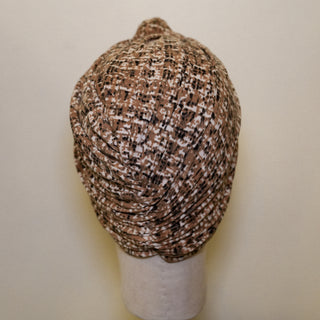 Brown Tweed Print Knot Volumizer Turban