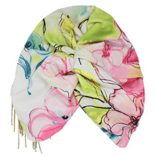 Multicolor Floral Bling Fringe Gem Designer Turban