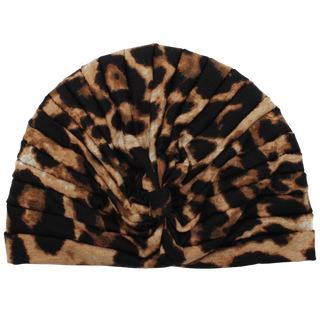 Leopard Print Pleated Cotton Turban