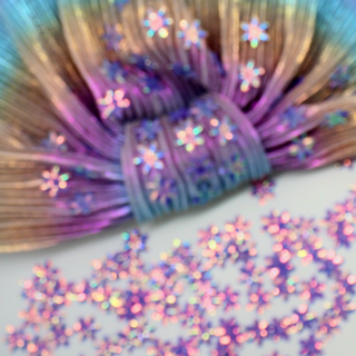 Iridescent Periwinkle Flower Metallic Designer Turban
