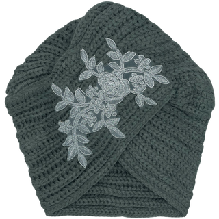 Knit Floral Patch Turban
